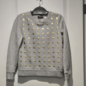 Kate Spade Saturday Gray With Metallic Gold Polka Dots Pullover Size XS